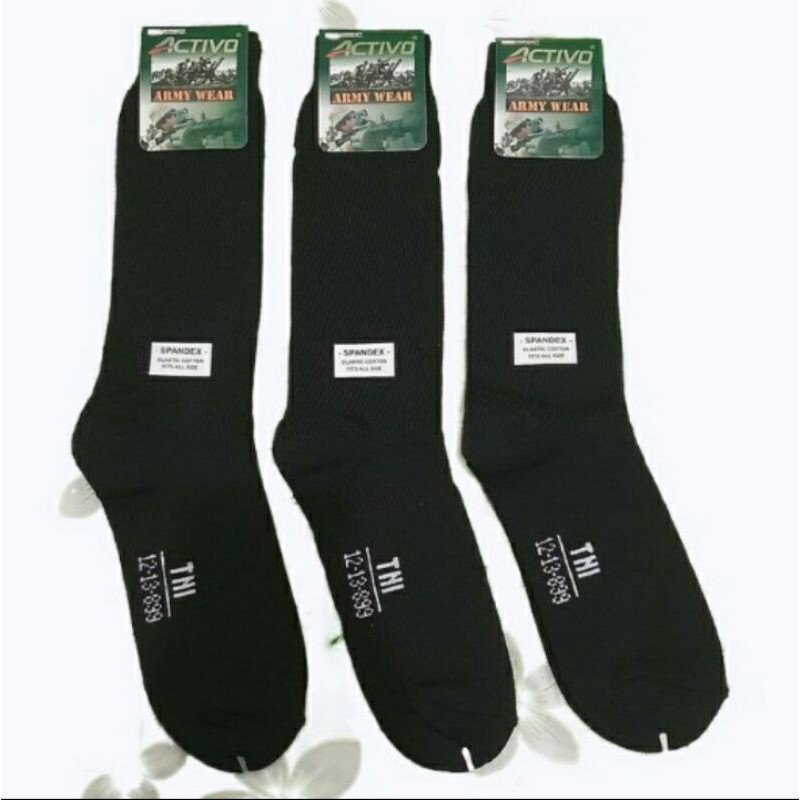 Kaos Kaki TNI Tebal Hitam Panjang Original ACTIVO