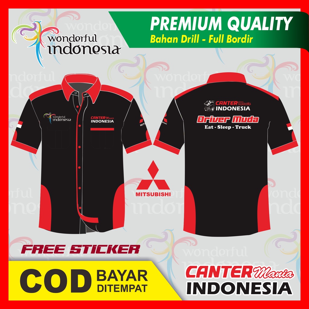 Pre Order Baju Driver Truck Canter Mania Baju Driver Muda Hem Kemeja Truk Full Bordir Bahan Drill