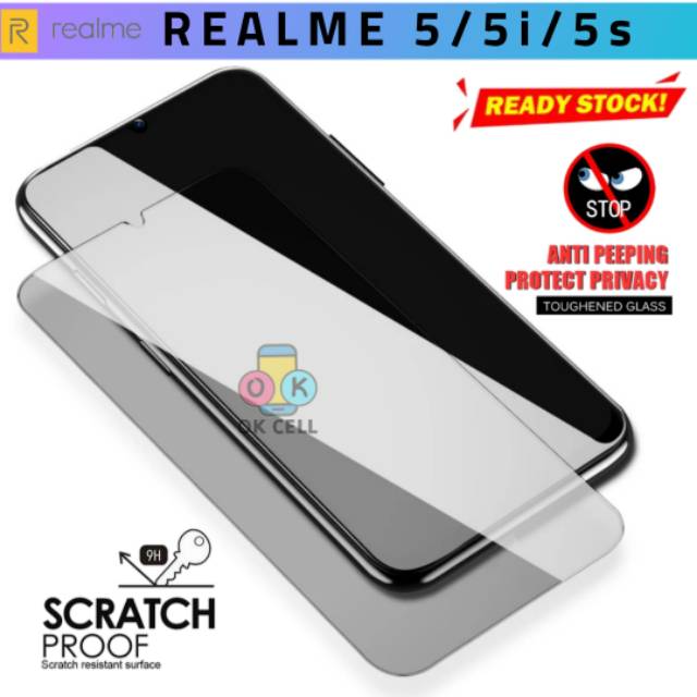 Tempered Glass Anti Spy Realme 5.5i 5s TG Anti Gores Spy Privasi Screen Protector Premium