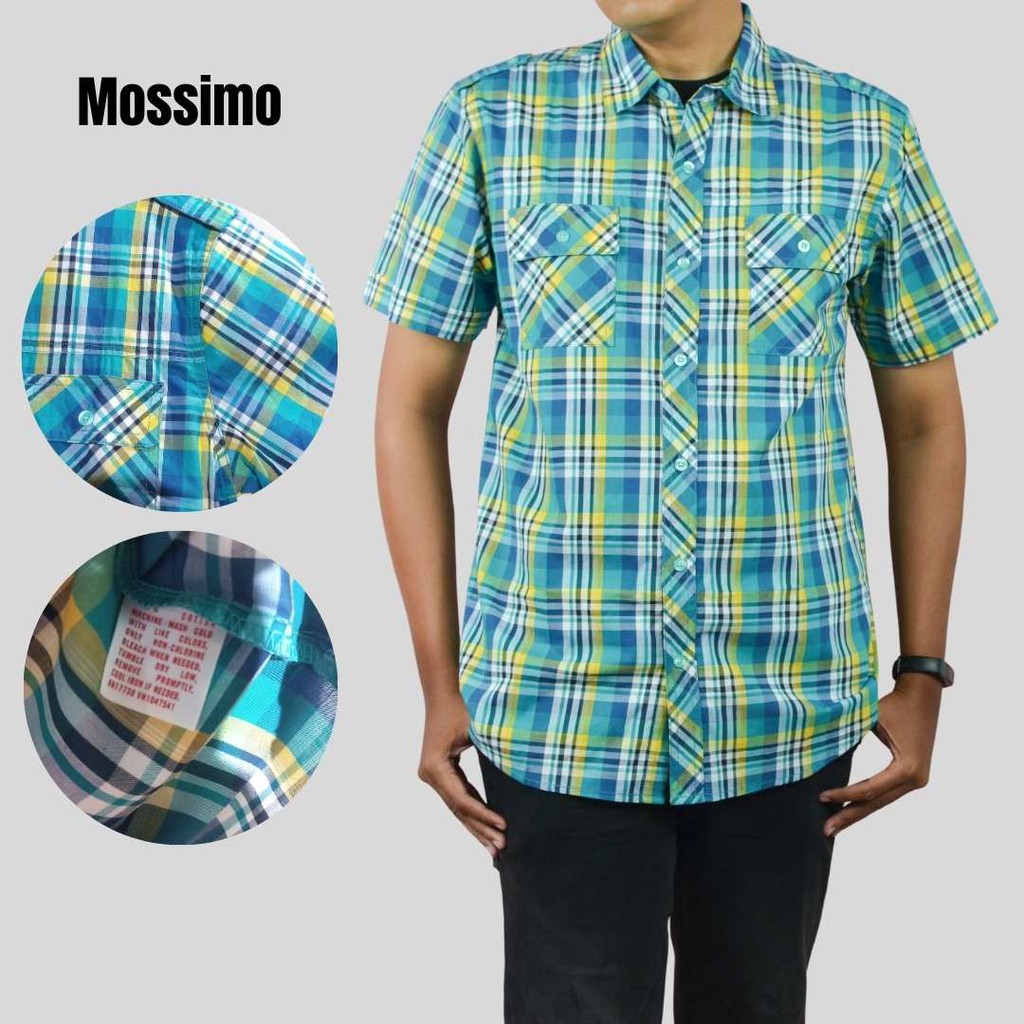 [12 varian] MOSSIMO - kemeja lengan pendek pria - motif kotak