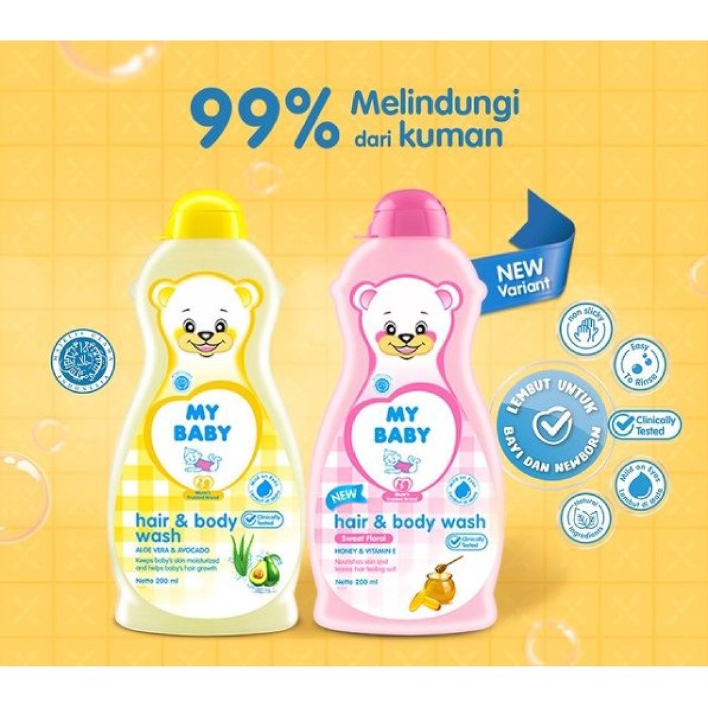 My Baby Hair &amp; Body Wash 200ml - Sampo &amp; Sabun Bayi Cair - Sampo Bayi - Sabun Bayi - Sampo &amp; Sabun B