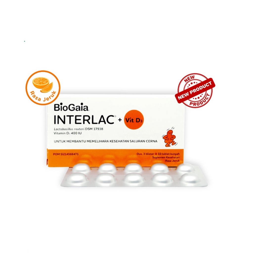 Interlac Tablet Kunyah Rasa Jeruk + Vit D3