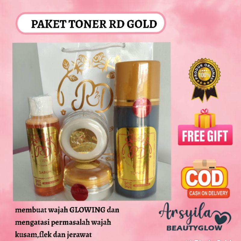 RD GOLD PAKET TONER FREE GIFT / RD GOLD ORI RINNA DIAZELLA / CREAM RD GOLD / RD KEMASAN LAMA