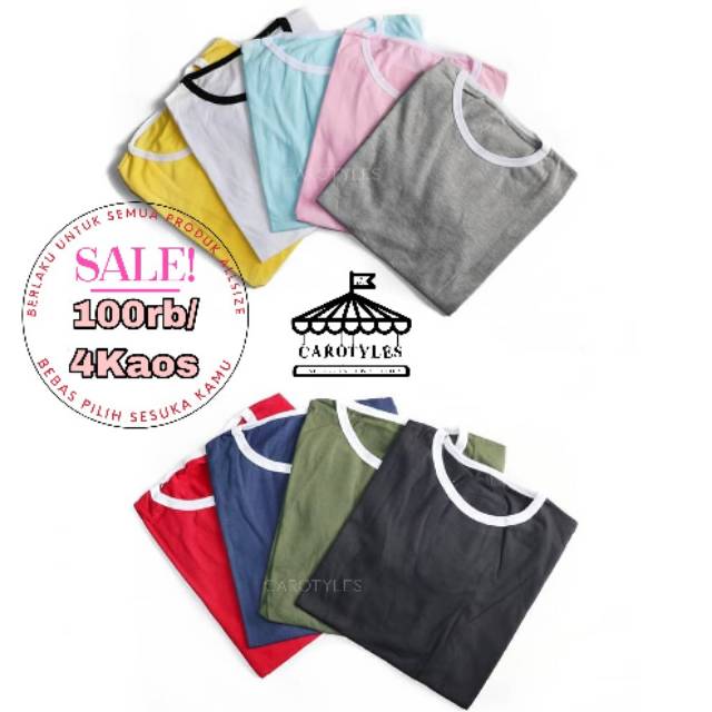 KAOS WANITA RINGER TEE KATUN POLOS BAJU RINGER TEE ATASAN WANITA CEWEK PEREMPUAN POLOS RINGER TEE
