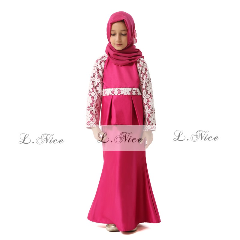 Kids Set Baju Muslim Import Gamis Couple Ibu Anak Wedges Style Pink White -FMC 0010A