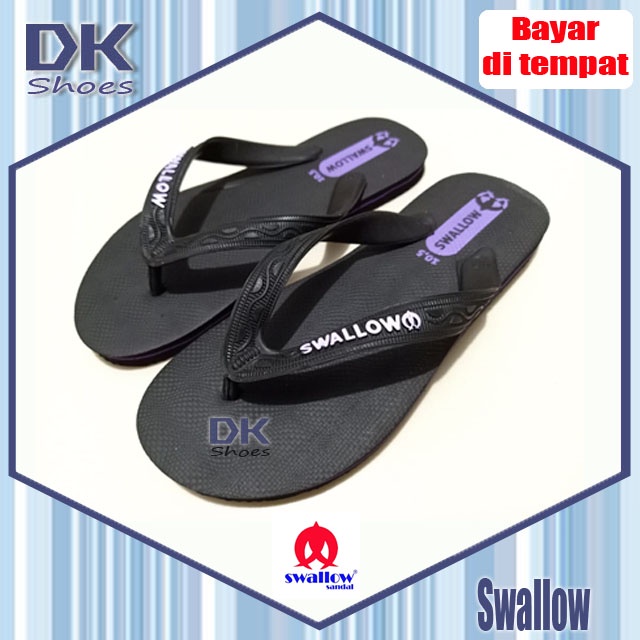 Swallow Sandal Hitam Jepit Karet Pria Wanita Sandal Rumah 9.5 - 11 / Sandal Wudhu / Sandal Karet