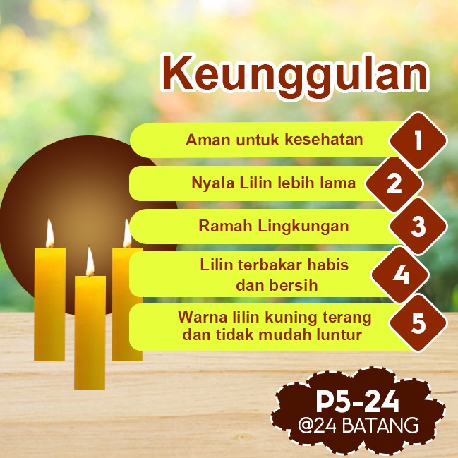 Lilin Batang Sembahyang Sukhavati P5-24 Kuning