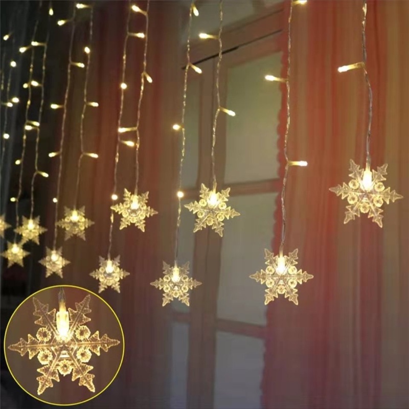 Lampu String Led Bentuk Snowflake Ukuran 3.5x0.7m Untuk Dekorasi Natal