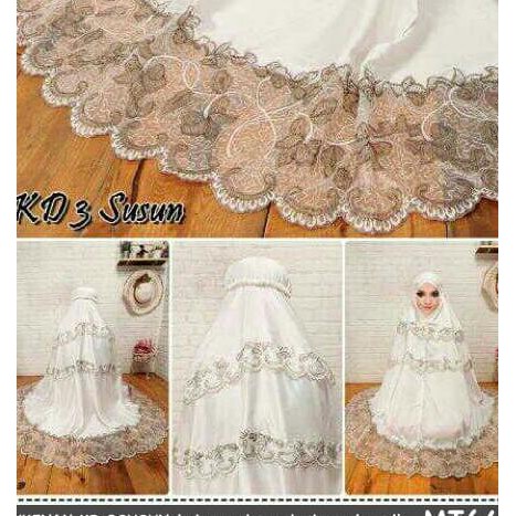 Alat Sholat Wanita/Mukena Satin List Bunga/Bordir Bunga/Kd 3 Susun
