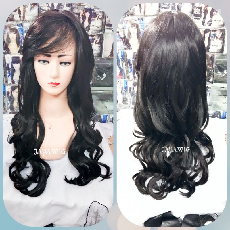 Wig Curly Panjang 55cm Rambut Palsu Wanita Model Keriting