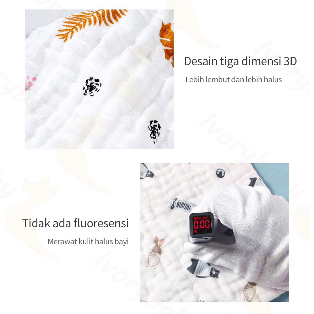 Ivorybaby Multifungsi sapu tangan bayi enam lapis kain kasa sleber air liur bayi