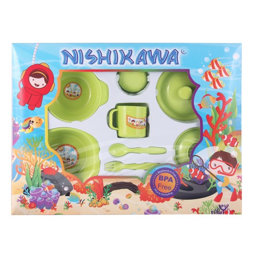 Nishikawa Feeding Set / Tempat Makan 5in1 / Gift Set / Kado Lahiran - Perlengkapan Makan Ns 8403