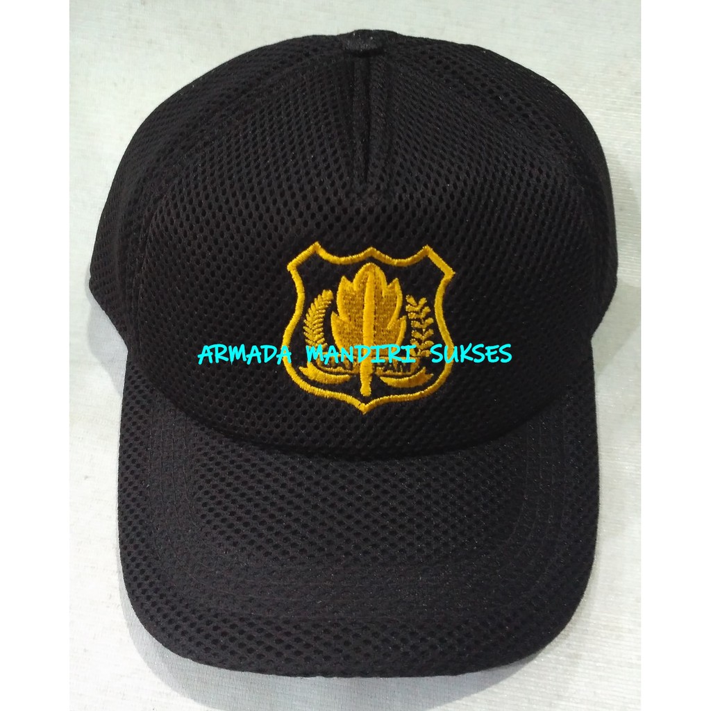 Topi Jaring Satpam Coklat Logo - Topi Jaring Security Coklat