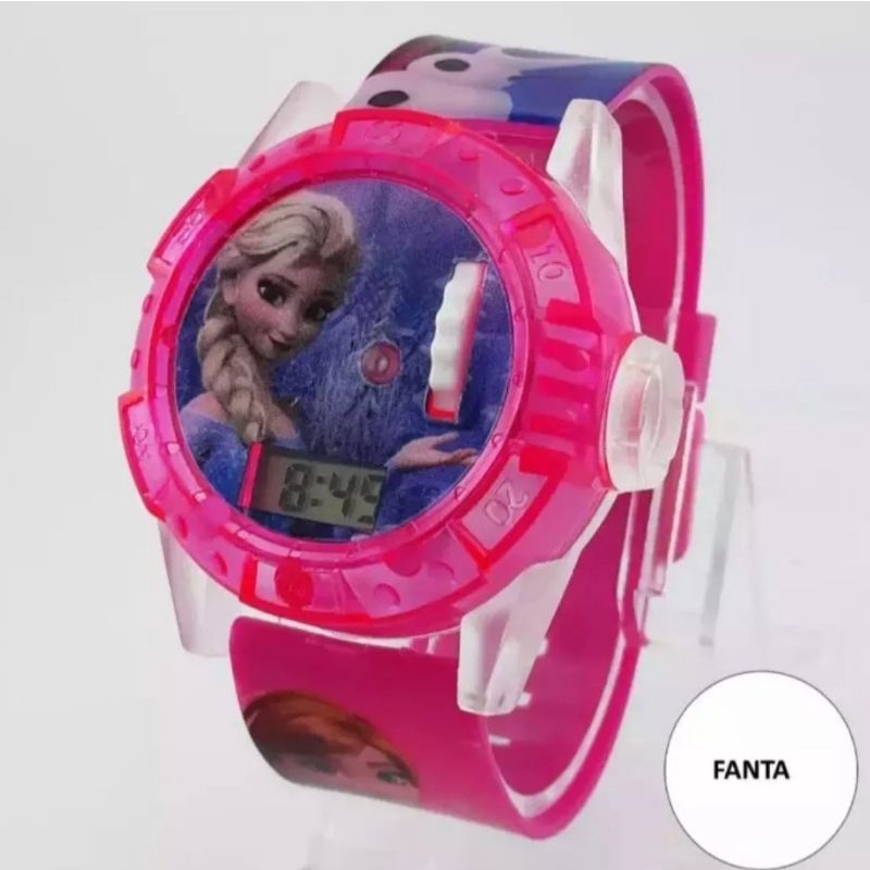 Frozen Jam Tangan Anak Perempuan Laser dan Melodi  Jam Tangan Fashion Anak-anak