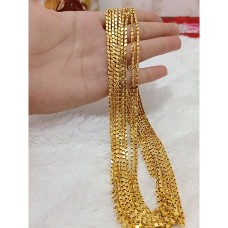 KALUNG BALOK MINI PERAK 925 LAPIS MAS 24K 100% MIRIP MAS ASLI