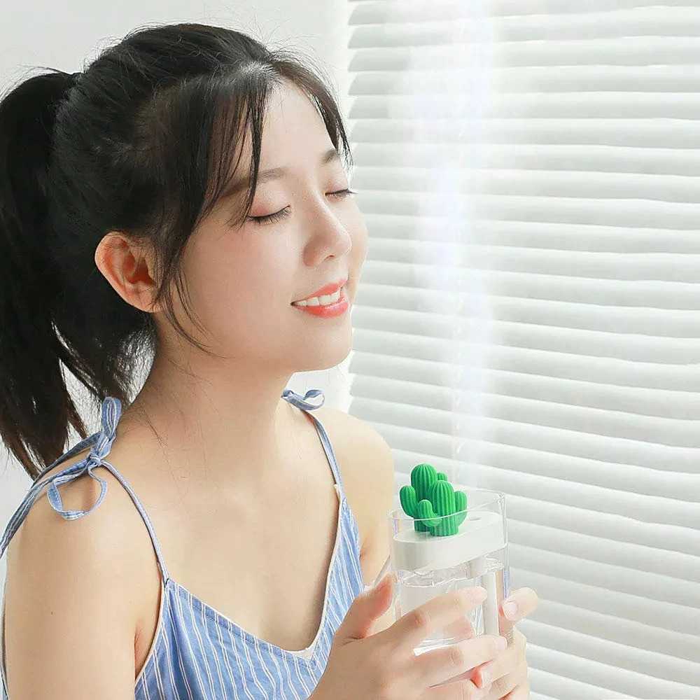 Xiaomi Mijia Humidifier Ultrasonic Desain Kaktus Diffuser Aromaterapi Essential Oil Aromatherapy Aroma Terapi Disfuser Ultrasonic Pelembab Udara 160ML