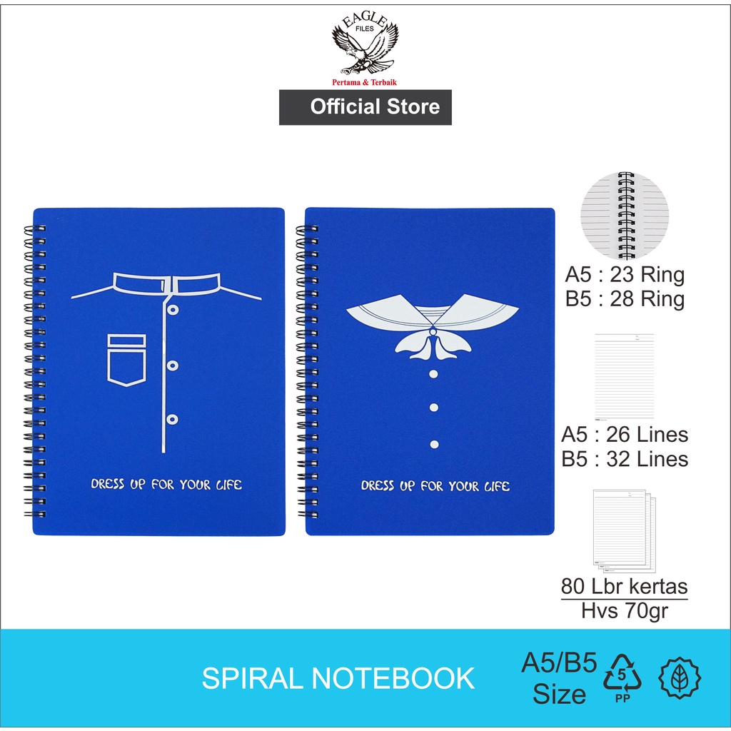 

Notebook Spiral A5/B5 TOMEX Buku Tulis Buku Catatan Diary Motif DRESS UP Isi 80 Lembar