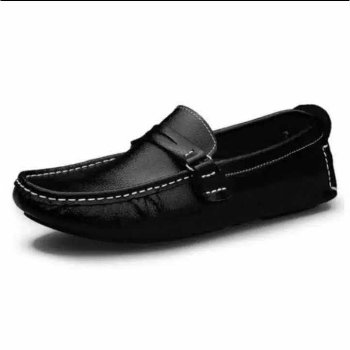 ENOZ X LUIGI - Sepatu Slop Casual Formal Kerja Pria Slip On Slop Kulit Sapi Asli 1 Warna Murah Modis Gaya