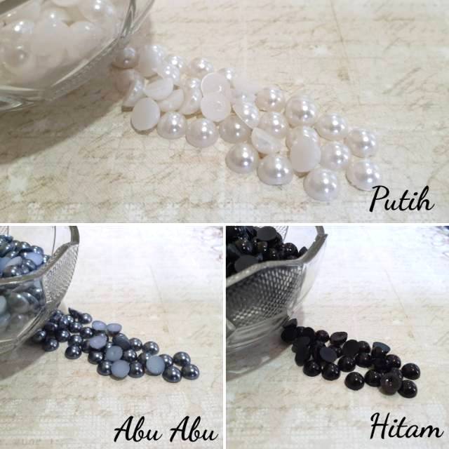 Manik Mutiara Setengah / Mote Mutiara Sebelah 8 mm Warna (isi +/- 40 pcs)