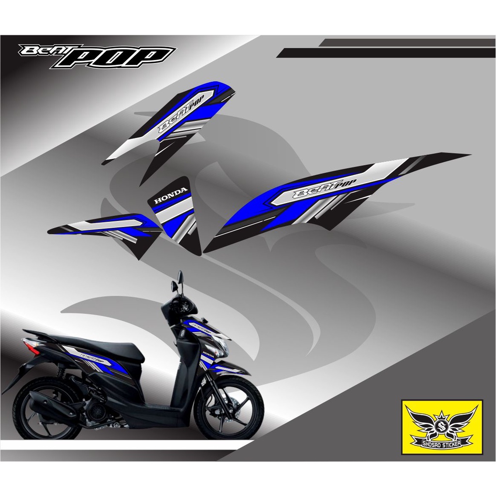 (COD/STIKER/STRIPING/VARIASI) BUAT MOTOR HONDA BEAT POP FI MOTIF BARU SIMPLE VARIASI HITAM POLET BIR