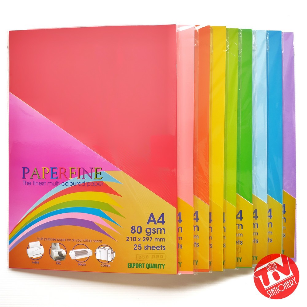 

Kertas HVS Paperfine Warna A4 80 gsm (1 pack = 25 lembar)