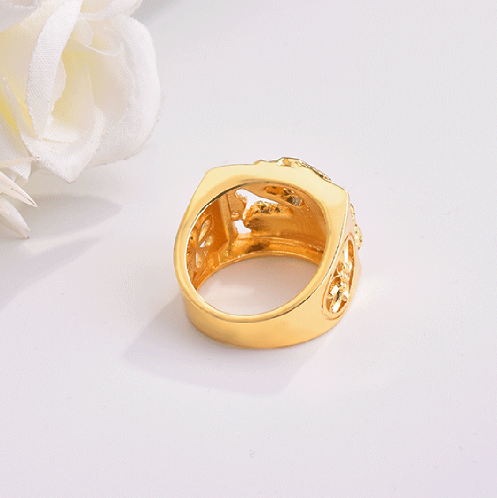 Cincin Kristal Berlian Naga Emas Hewan Baja Titanium Pria Punk Fashion Perhiasan Aksesoris Gold Rings