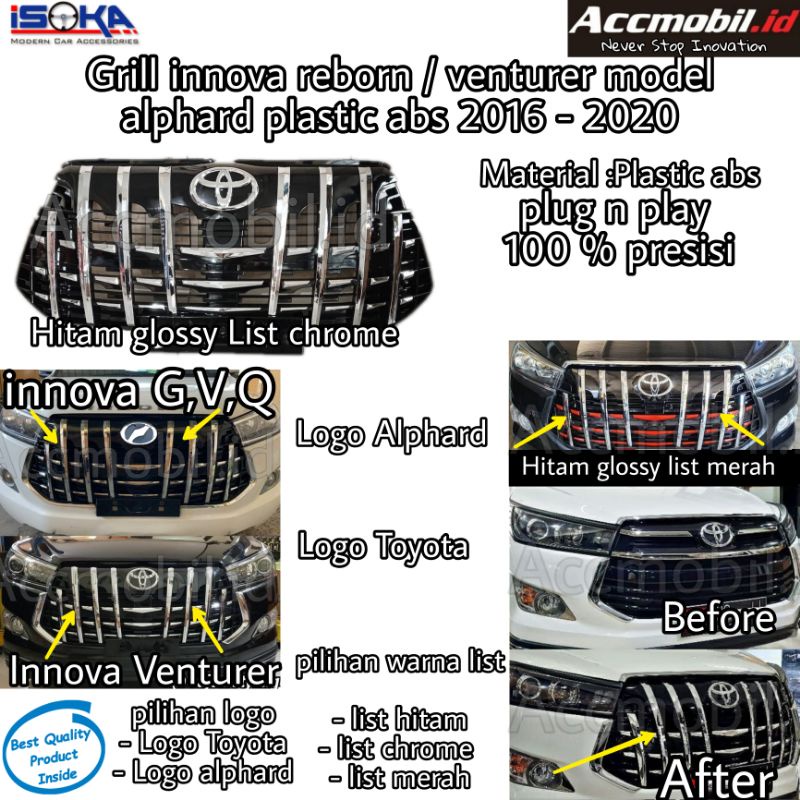 grill front grill innova reborn model alphard innova venturer