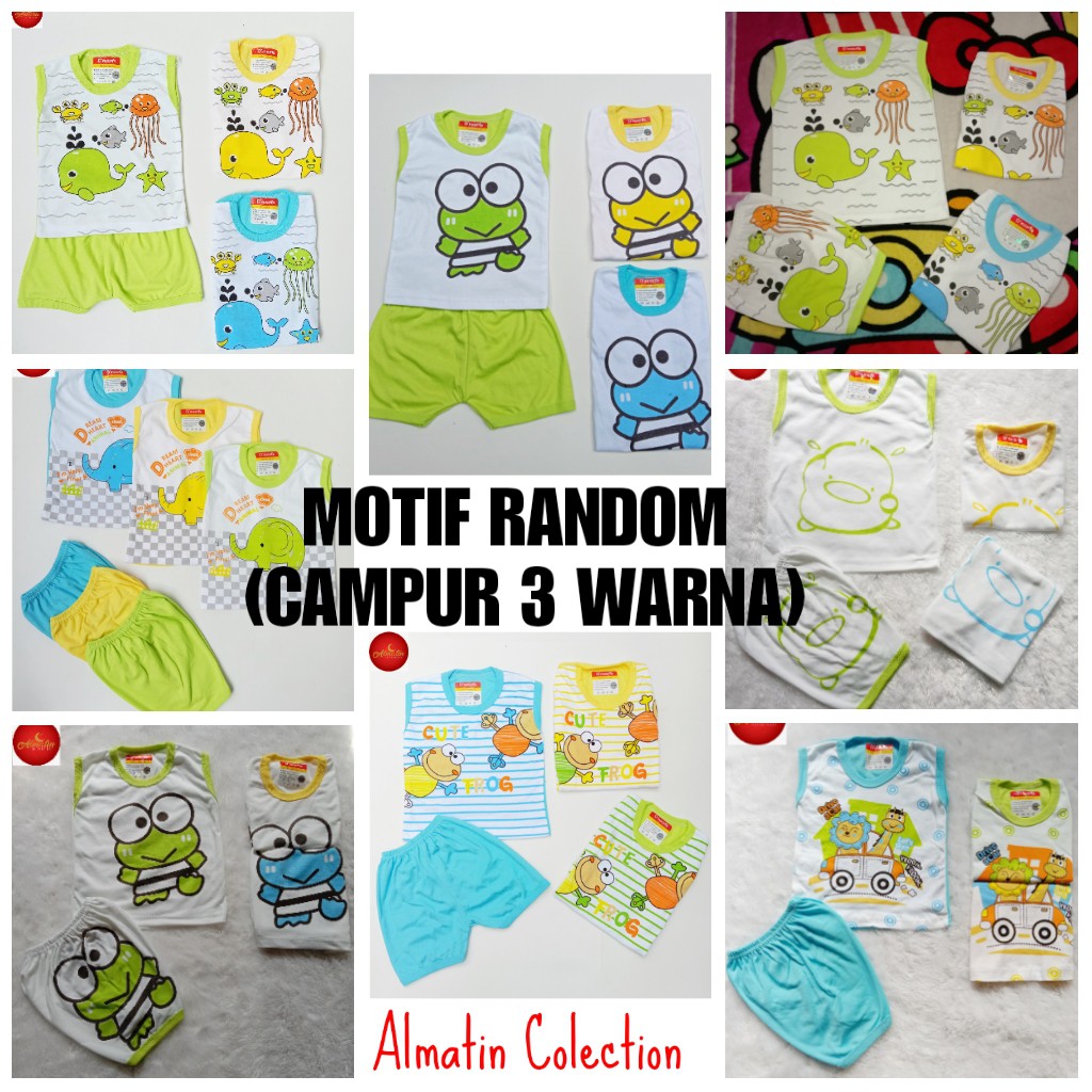 Baju Bayi 3 Stel Oblong Kutung (MOTIF RANDOM) / Dapat 3 Stel Baju Bayi Kutung