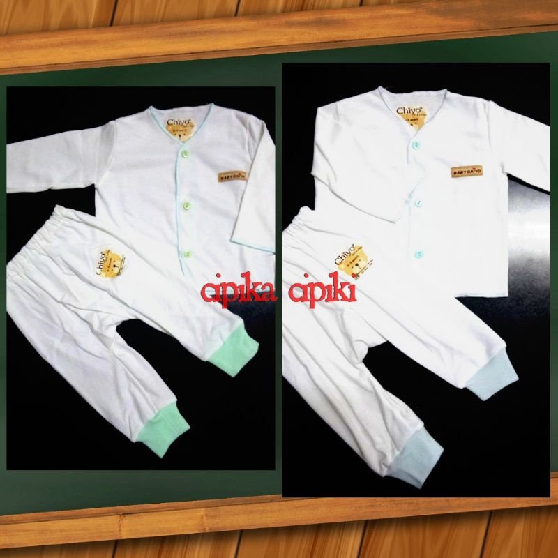 Chiyo setelan baju bayi panjang putih NB