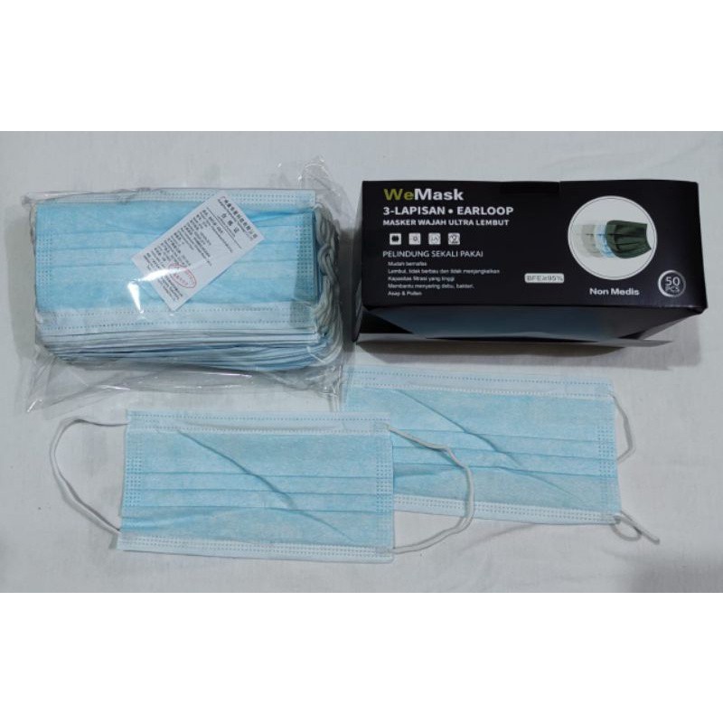 Masker Earloop 3 Ply Biru Face Mask-5