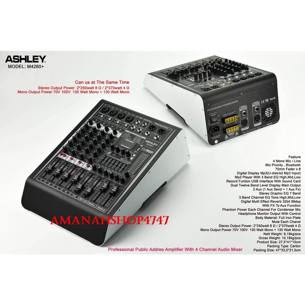 MIXER ASHLEY M4260+ MIXER 4 CHANNEL M4260+ M 4260+