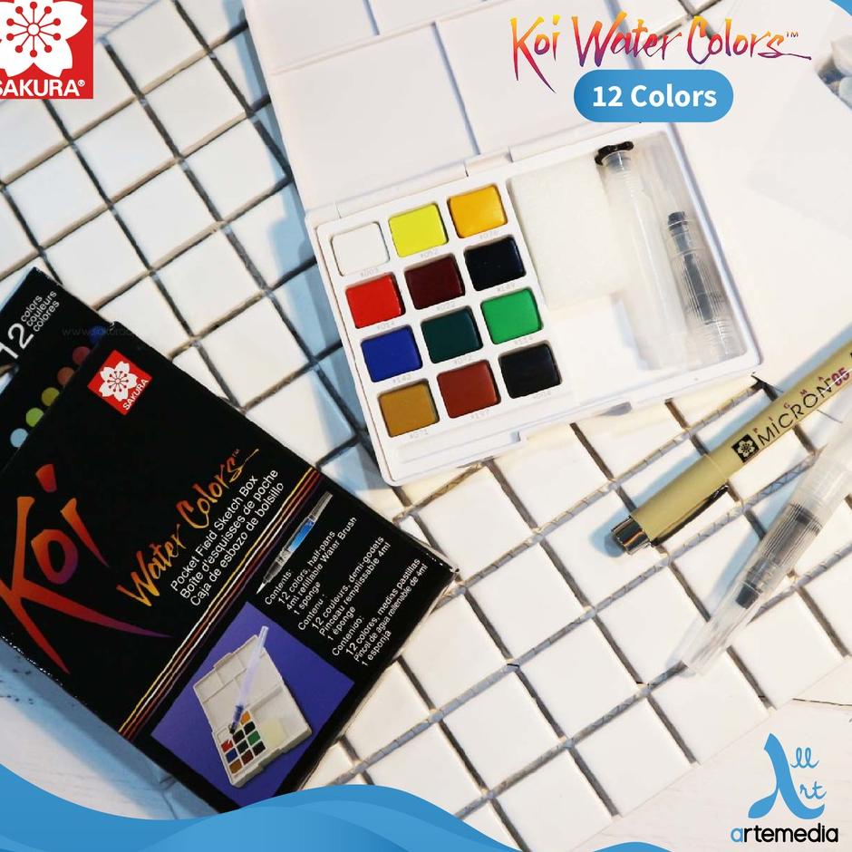 

Hadir Irit Cat Air Sakura Koi Watercolor 12 Pocket Field Sketch Box