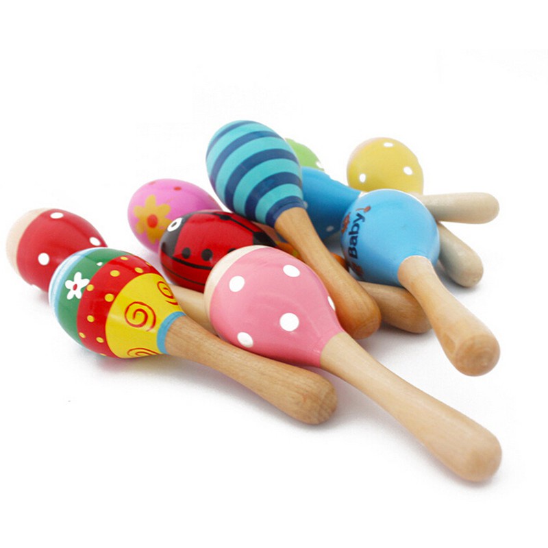 Homimart//Baby MARACAS Mainan Bayi Kerincingan bayi Rattle/ Marakas Kayu kerincing genggam anak bayi