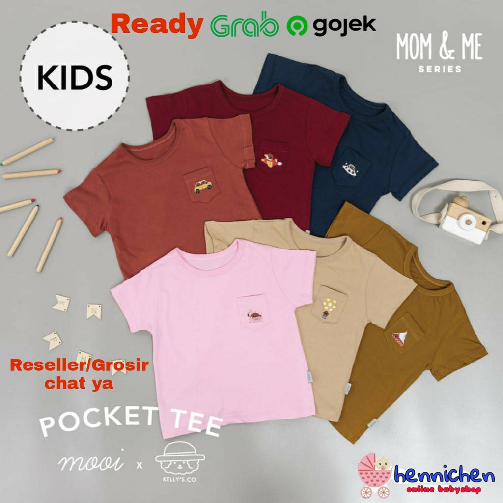 PROMO 7.7 PROMO BAJU LEBARAN MURAH CUCI GUDANG PROMO Mooi x Kellysco Pocket Tee Kaos Anak dan mama 1-5 tahun