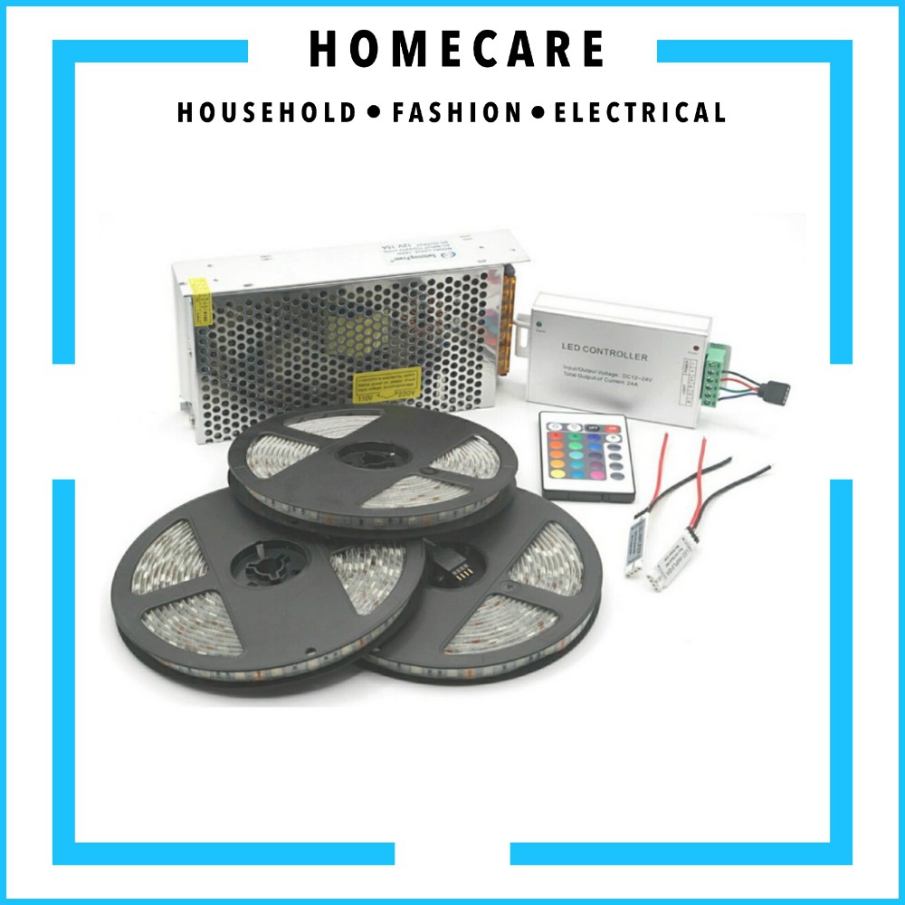FULLSET 15 meter 12V RGB 5050 LED STRIP Lampu Selang
