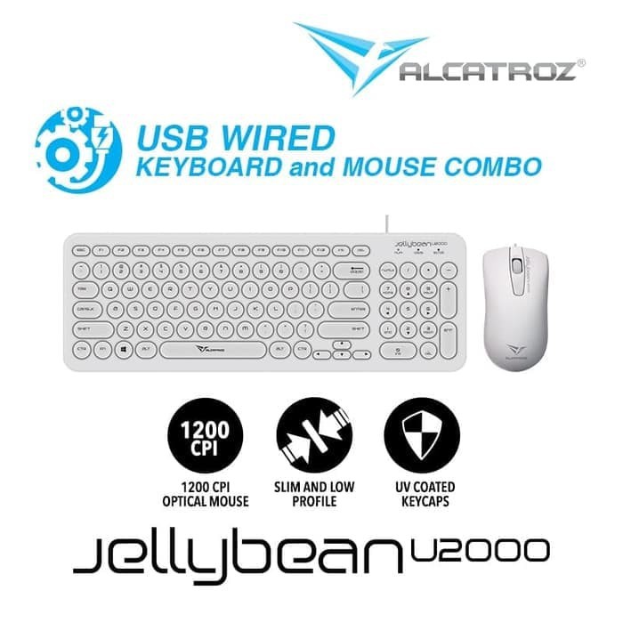 Alcatroz Combo Keyboard &amp; Mouse Wired JellyBean U2000 - Garansi 2 Tahun