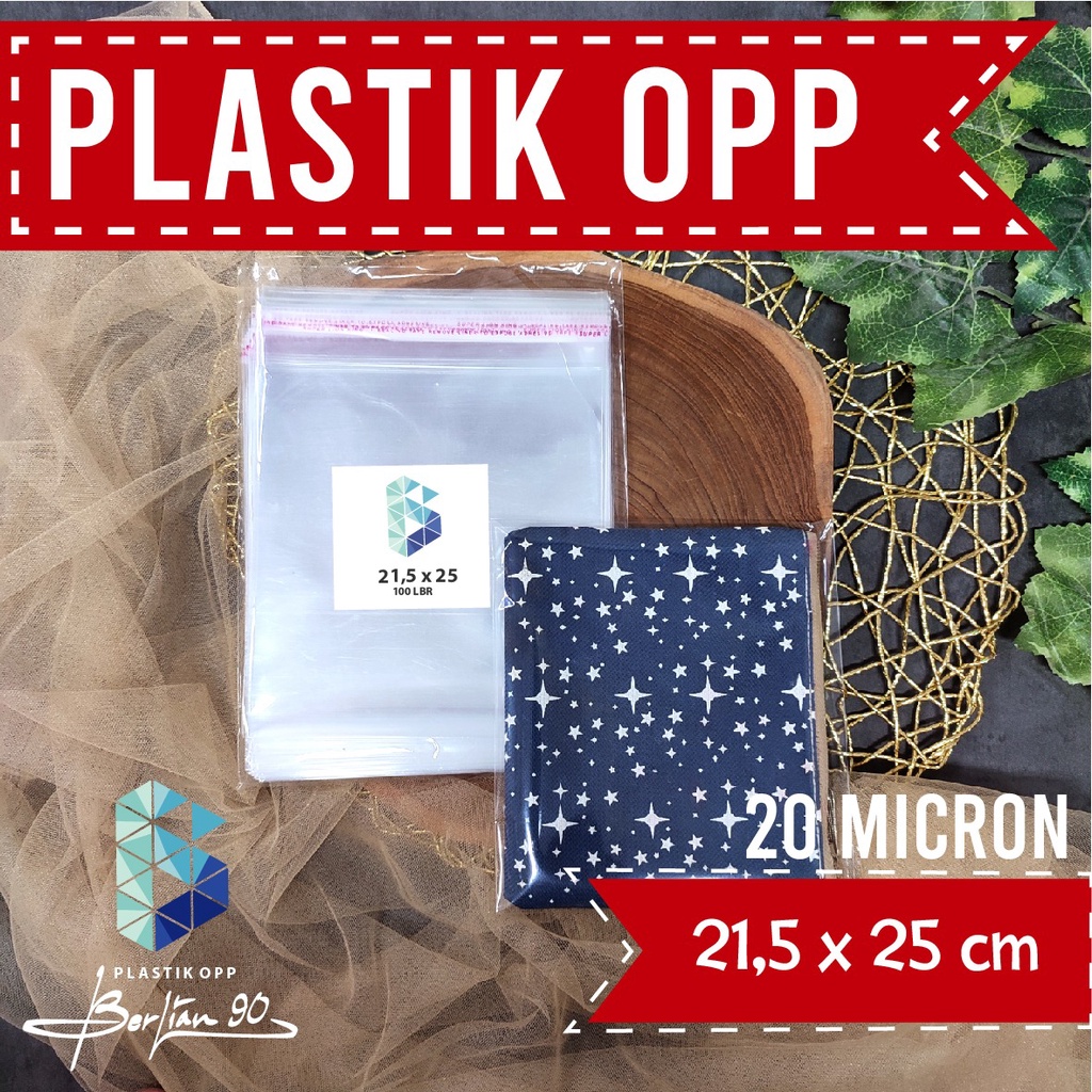 

PLASTIK OPP 21,5 X 25 CM 20MIC / PLASTIK KEMASAN BUNGKUS JILBAB MURAH MERIAH
