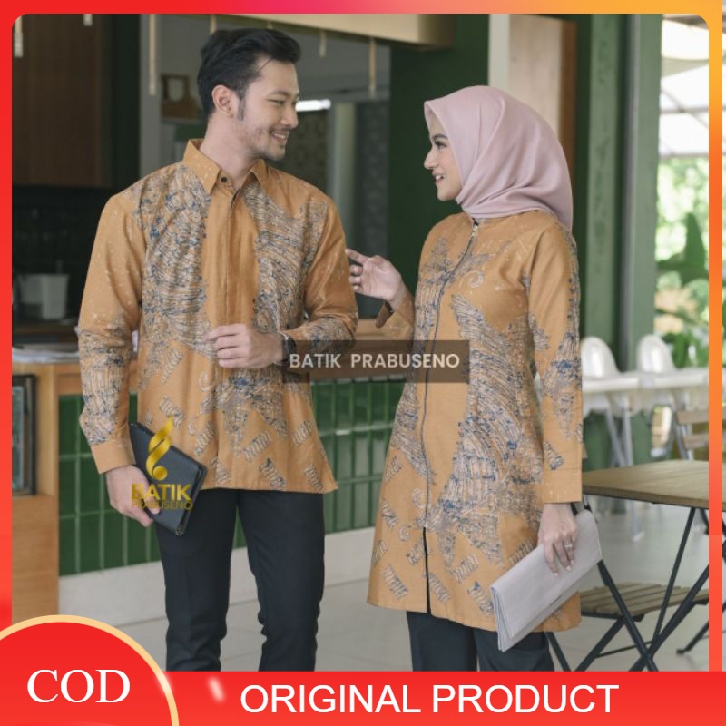 Batik Prabuseno Couple Motif Udarati Kuning Terbaru 2022 Bisa COD Seragam Pasangan Keluarga Lamaran 