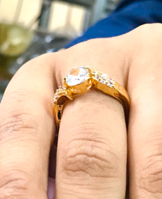 Cincin wanita lapis emas / cincin berlian replika / cincin permata / berllian replka /cincin