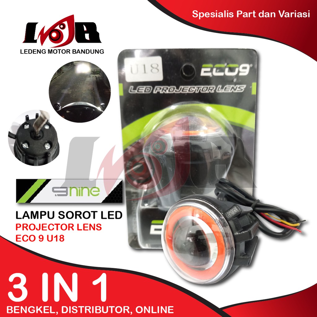 Lampu Sorot Spion U18 Projector Lensa Tembak Angel Eyes Laser LED Cree 12v