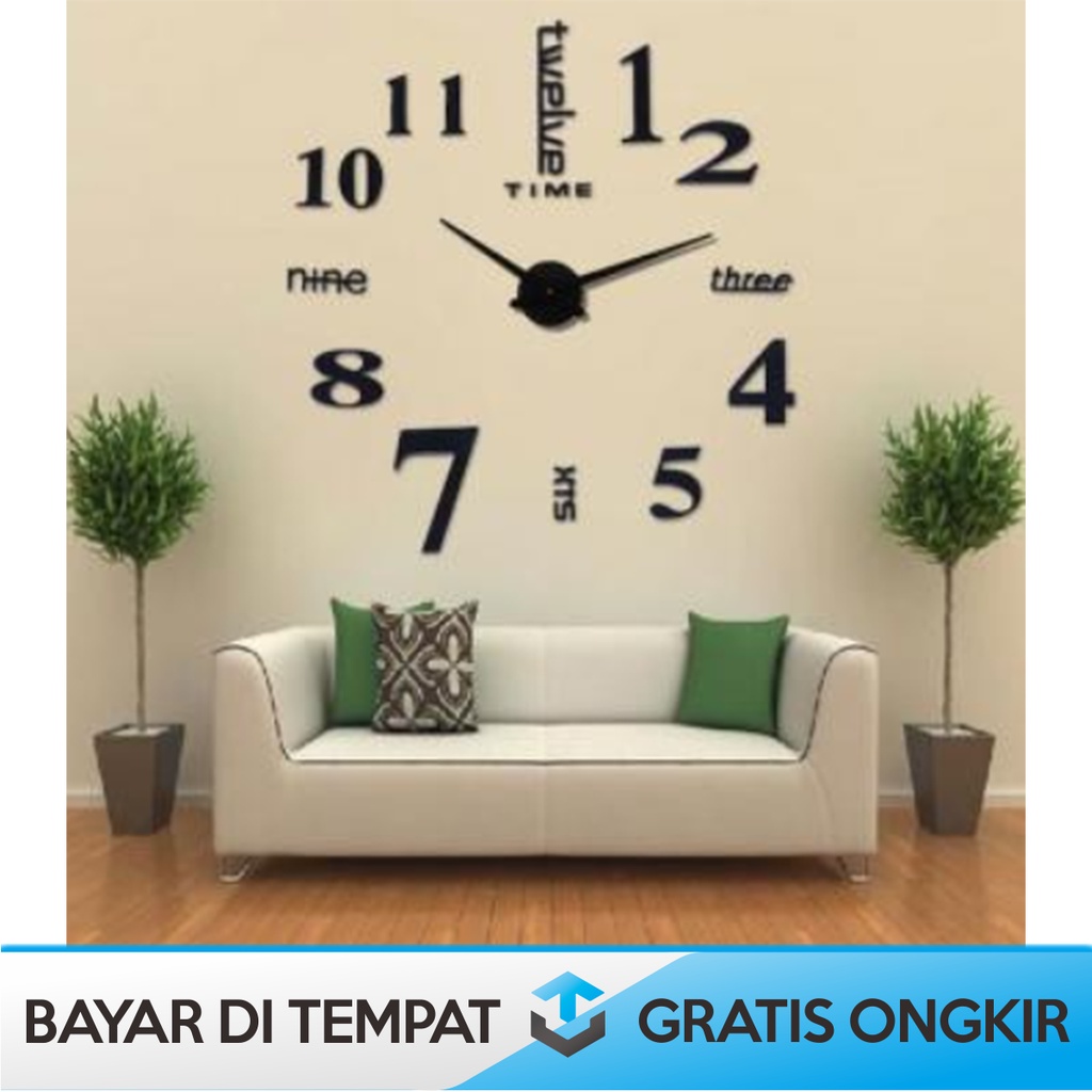 JAM DINDING JUMBO AESTHETIC KAYU DIY TAFFWARE ANALOG GIANT WALL CLOCK