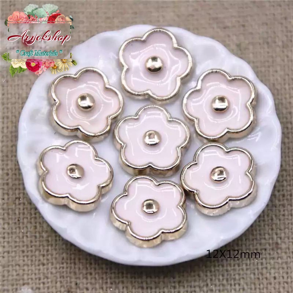 TOMBOL BENTUK BUNGA GLITER 12mm isi 6pc Petunia Flower - Resin Bunga Petunia Bahan Craft