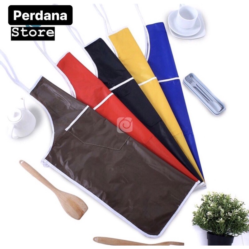 Apron Polos / Celemek Masak Warna Polos Waterproof CELEMEK Dapur MAKANAN BAHAN 100% Nylon Parasit