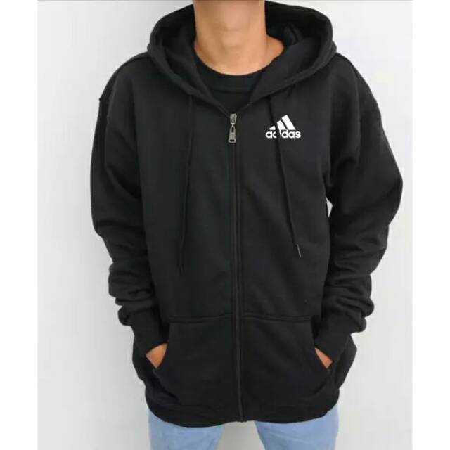ADIDAS JAKET PRIA WANITA BUKAN SEPATU ZIPPER BERKERUDUNG LENGAN PANJANG BIG SIZE