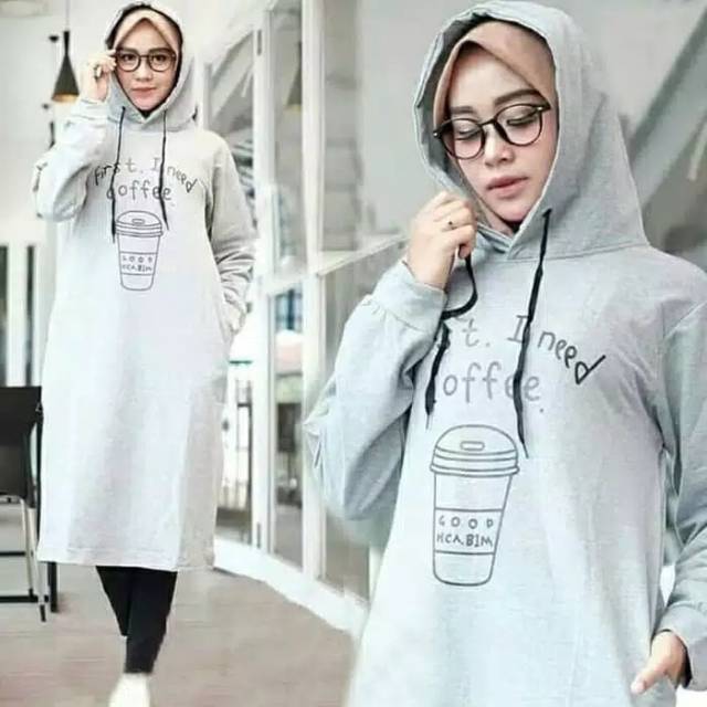 Fourfashion DRESS HODIE WANITA JUMBO COFEE