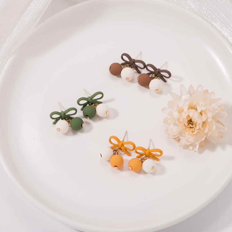 [littlecrab] Anting Pita Bola Colorful Anting Lucu Unik Two Tone 2 Warna Cute Woman Earrings Anting Berkualitas Simple Elegan Korean Style