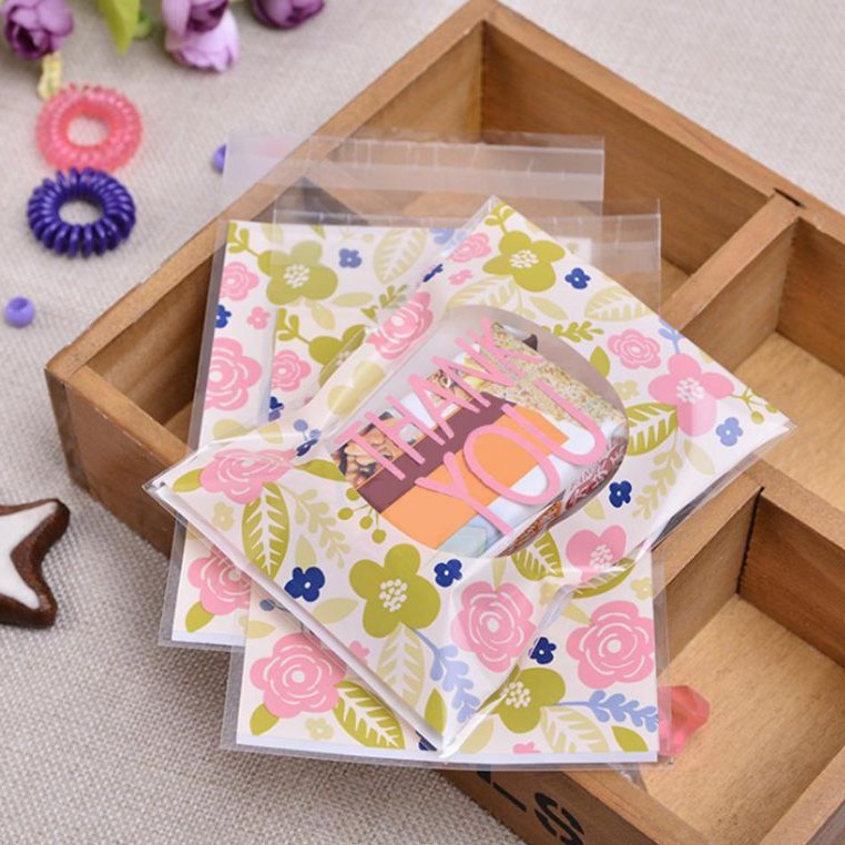 

20pcs kantong plastik thank you flowers/cookies bag candy colorful/souvenir hampers