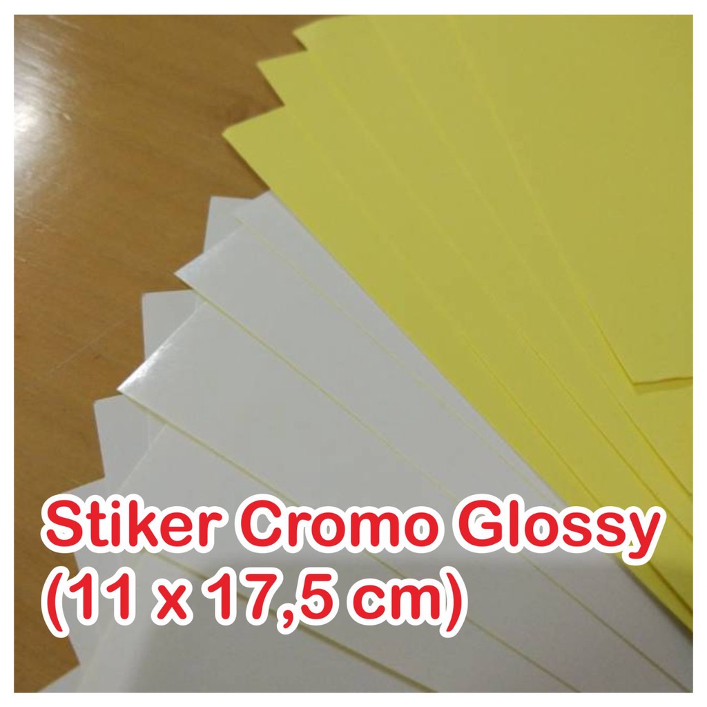 

sticker cromo glossy kecil ukuran 17 x 12cm @100lembar