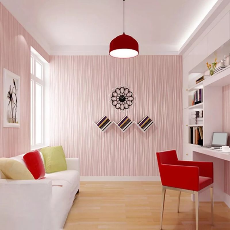 Wallpaper Sticker Dinding Premium Garis Pink Panjang 10Meter x Lebar 45cm