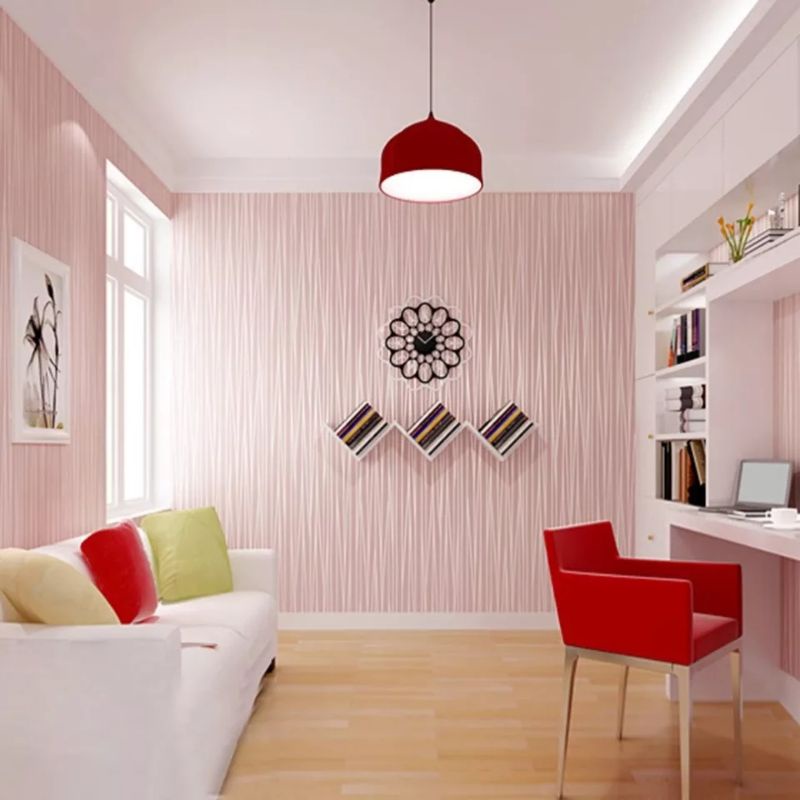 Wallpaper Sticker Dinding Premium Garis Pink Panjang 10Meter x Lebar 45cm